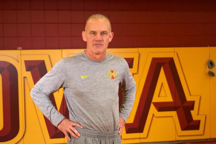 Iowa State head coach Kevin Dresser poses for Wrestling Media Day.