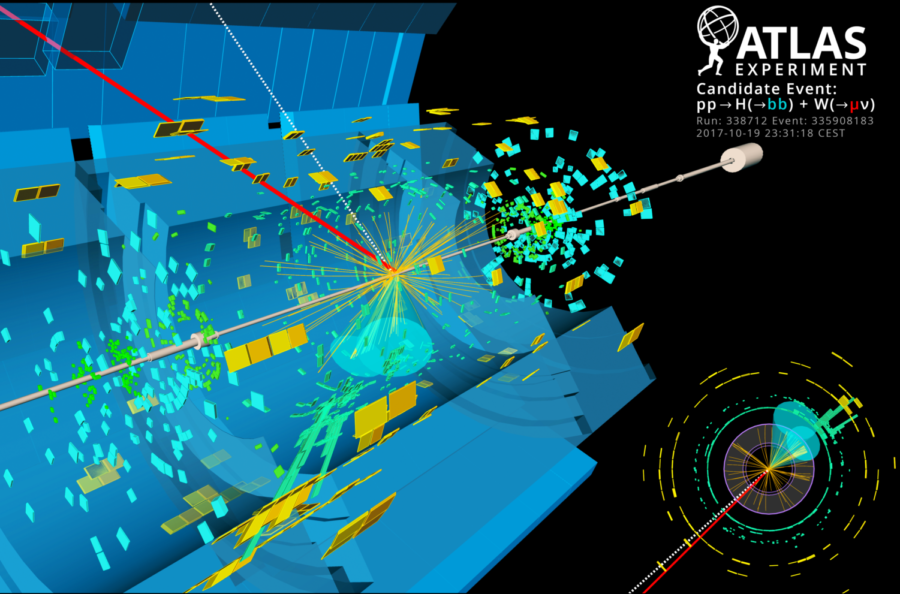 A diagram of the ATLAS particle physics experiment at the Large Hadron Collider in the CERN laboratory.