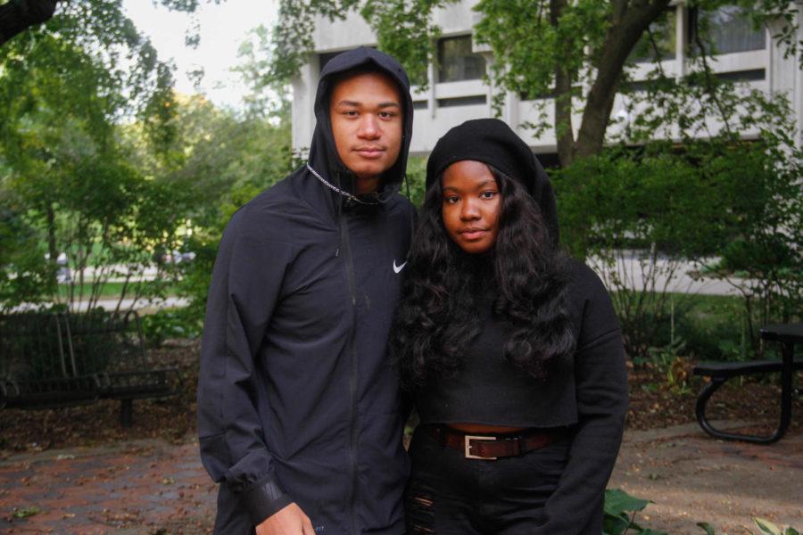 ISU students Kevin Wilson and Chelsea Nelson participate in the PWI Blackout outside Carver Hall on Oct. 4. Students were asked to wear all black clothing and Nike apparel in support of Colin Kaepernicks rally against police brutality and social injustice across America.
