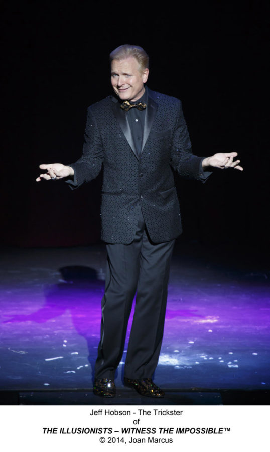Jeff Hobson, The Trickster of The Illusionists, has made appearances on Fox Familys Masters of Illusion, NBCs Worlds Greatest Magic, as well as various specials on HBO and Showtime.
