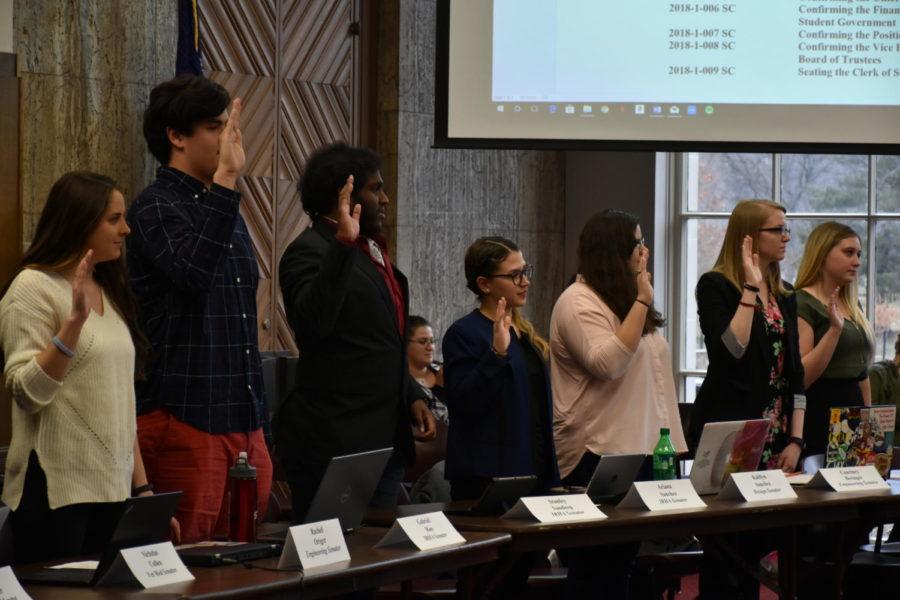 The new Student Government Senators being sworn into office on April 11, 2018.
