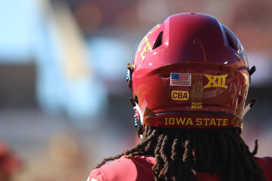 The Iowa State football team put a stick with the initials “CBA” on their helmets to honor the Celia Barquin Arozamena. A video tribute was shown honoring Barquin Arozamena. Members of the audience participated in a moment of silence to remember the Cyclone gold athlete at Jack Trice Stadium. The crowd was filled with yellow as that was Barquin Arozamena’s favorite color.