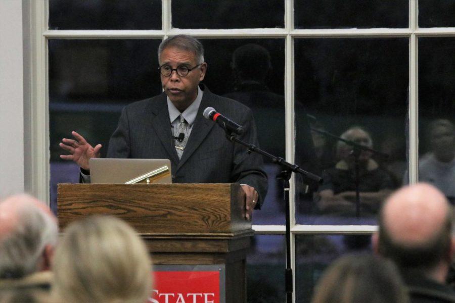 Hector Avalos, professor of religious studies, speaks during his lecture How Archaeology Killed Biblical History in the Campanile room of the Memorial Union on Oct. 16.