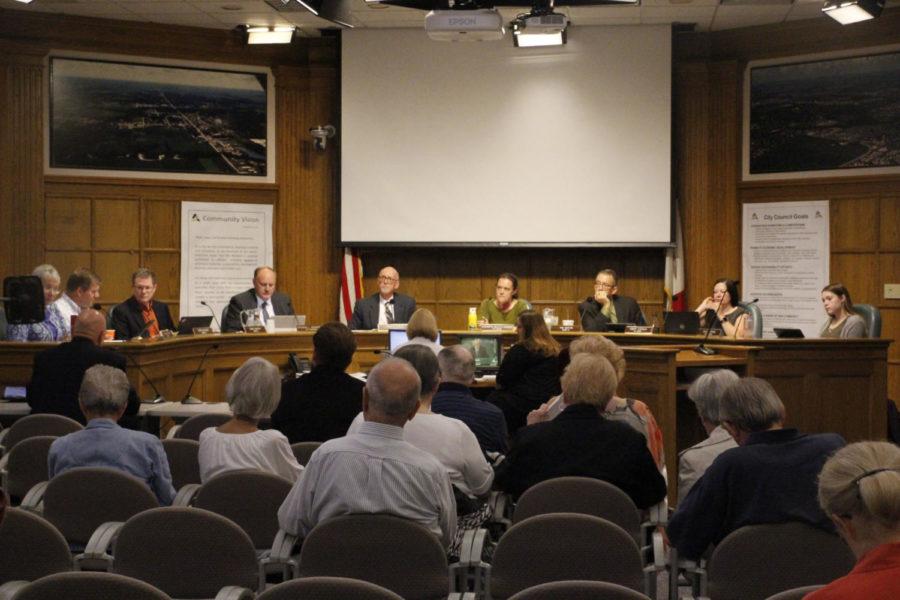 Ames City Council meets on Aug. 28 at city hall. The council voted on the rental cap proposal.