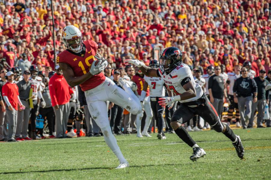 Iowa+States+Hakeem+Butler+at+the+2018+Homecoming+football+game+against+Texas+Tech+on+Oct.+27.+The+Cyclones+won+40-31.