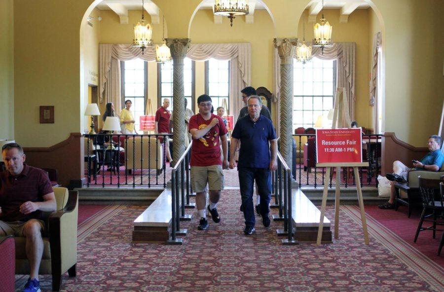 Students at orientation exit the Memorial Union Sun Room on May 31 where the Resource Fair was being held. This week is the first week of new student orientation on campus.