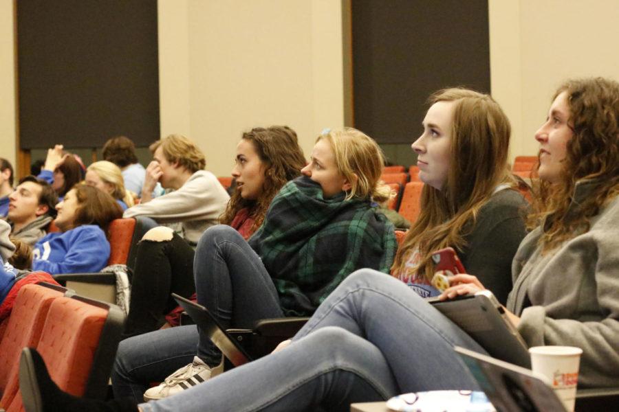 Iowa State University College Democrats welcomed students to a election watch party on Nov. 6 in Marston Hall. Attendees watch as Republican Steve King leads the Iowa representative for the 4th congressional district race against Democratic contender J.D. Scholten.