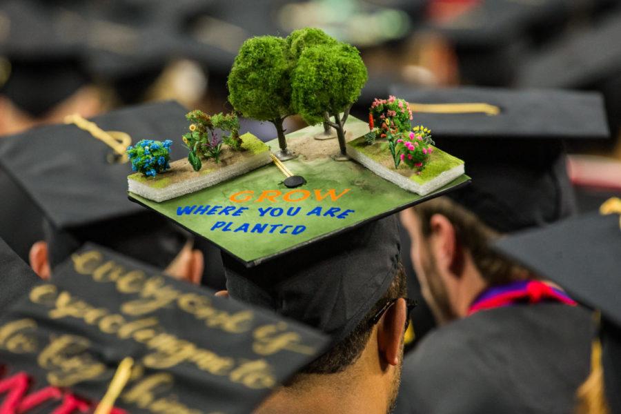 Grow where you are planted. A favorite decorative cap from ISU fall graduation 2018.
