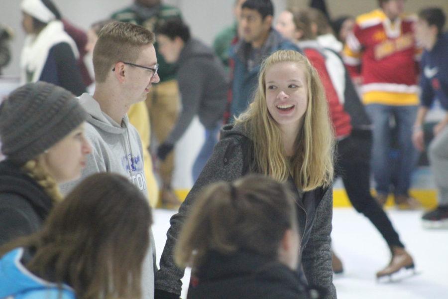 Students ice skate at the Ames ISU Ice Arena on Nov. 30 during Winterfest at Iowa State.