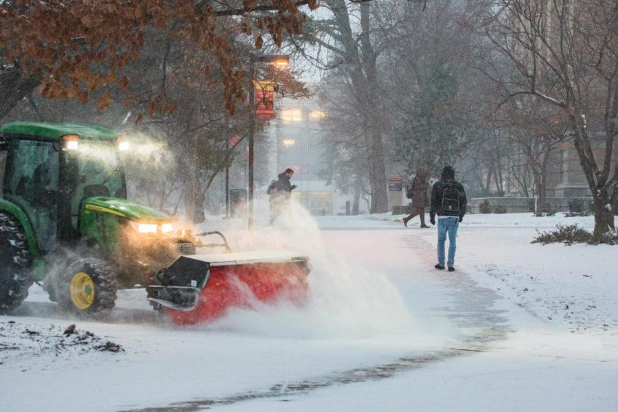 A snowy scene on the Iowa State University campus Jan. 18.