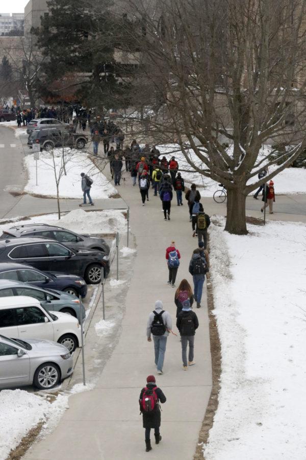 Iowa State students and faculty walk to and from class Jan. 16. 