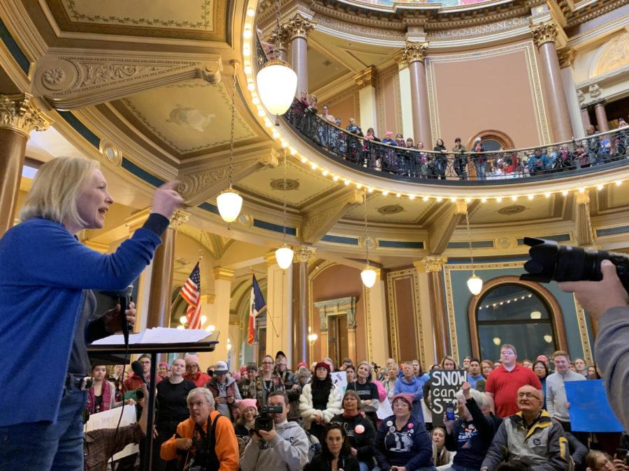 Kirsten+Gillibrand%2C+New+York+Sen.%2C+said%2C+%E2%80%9Cwomen+of+Iowa+you+fought+to+make+sure+that+we+could+flip+the+House+of+Representatives+by+sending+the+first+two+democratic+women+to+congress.%E2%80%9D+Gillibrand+is+preparing+to+run+for+president+in+2020.