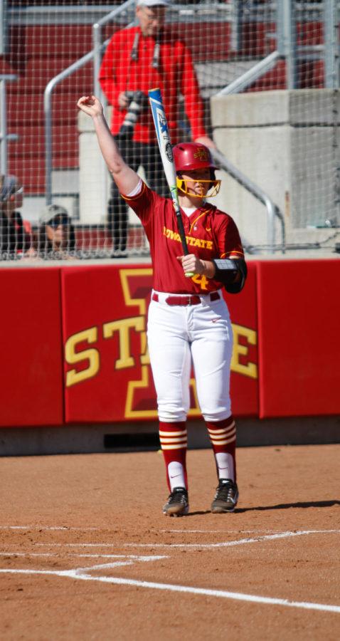 Sydney Stites prepares for her at-bat during the Cyclones 4-2 win over Iowa in the Cy-Hawk Series.