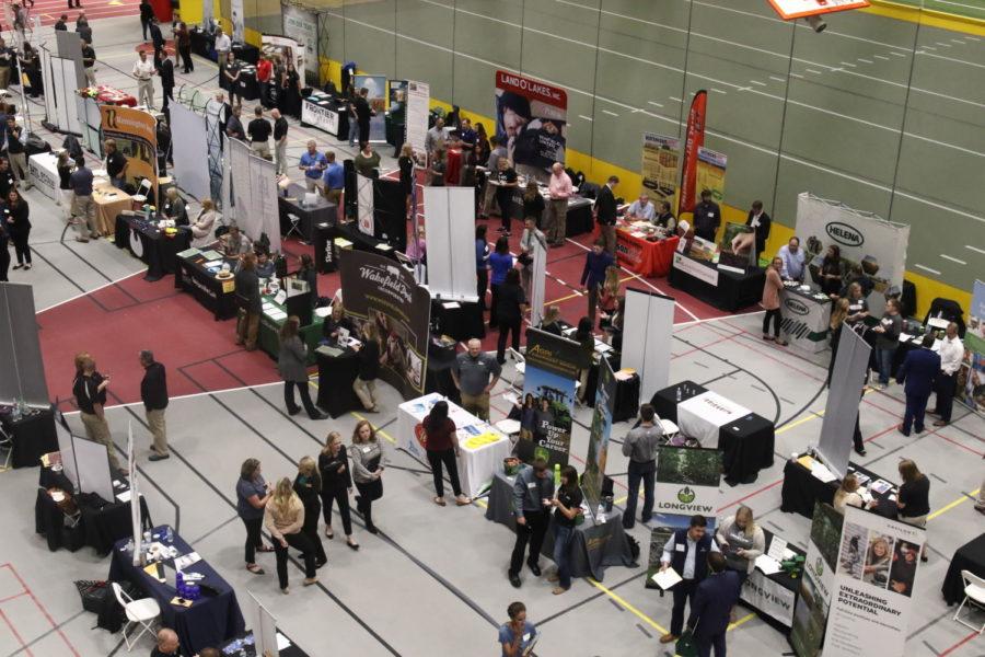 Hundreds of students flocked to the Lied Recreation Center for the CALS Career Fair Oct. 9.