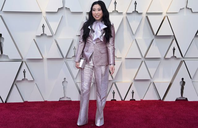 Awkwafina was amongst others who defied fashion norms by wearing a sparkled two-piece suit.