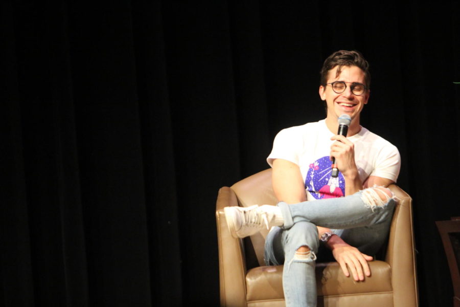 Antoni Porowski, an Emmy award winning food and wine expert from the Netflix show Queer Eye answers questions during ISU AfterDark on Mar. 1. Porowski talks about dealing with hate and learning to ignore comments on social media.