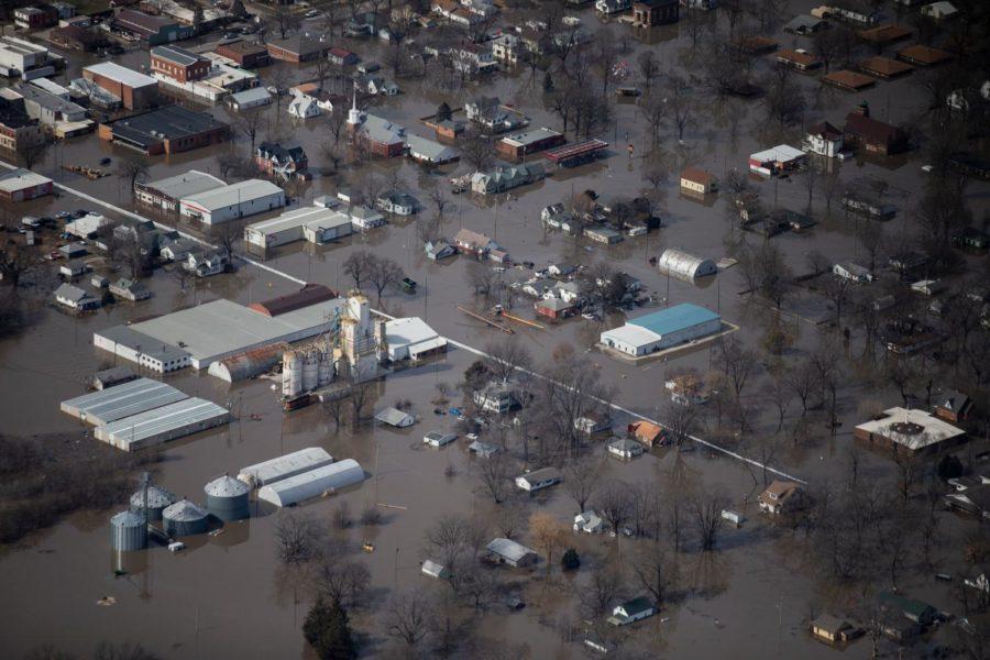 Two thirds of the city of Hamburg is underwater from flooding on the Missouri River on Monday, March 18, 2019, on the western edge of Iowa. 