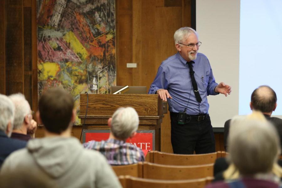 Craig Anderson, a Iowa State Distinguished Professor of psychology, discussed the implications for action on climate change and on preparing for the challenges of eco-migration. The lecture was held in the Pioneer room Thursday, March 14 in the Memorial Union.