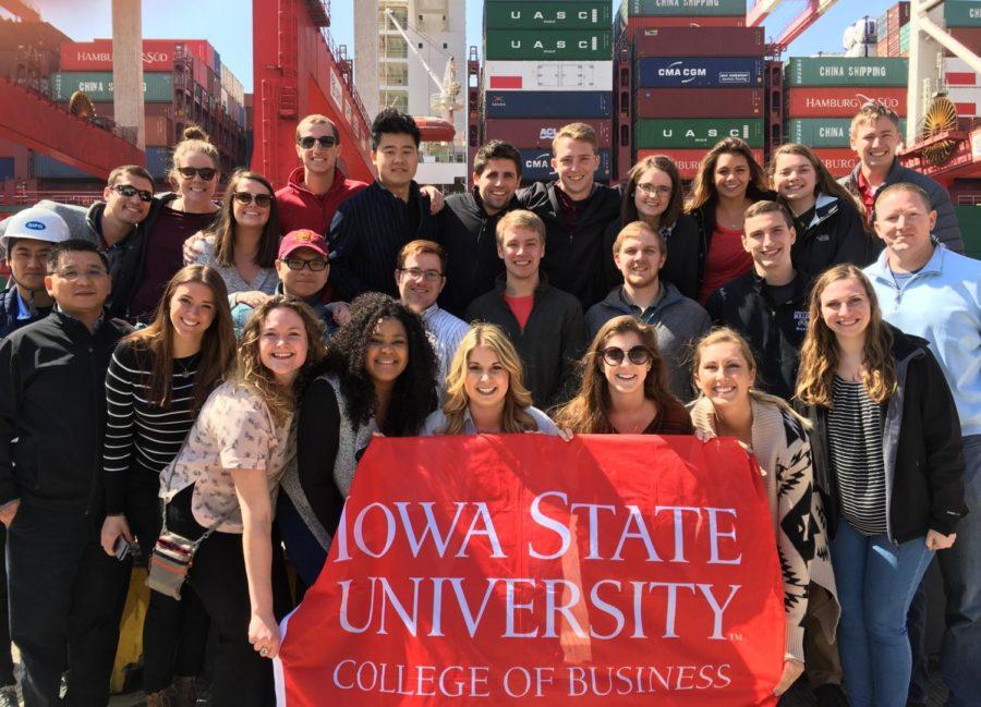 Iowa State students tour a Shanghai port as part of a supply chain course.