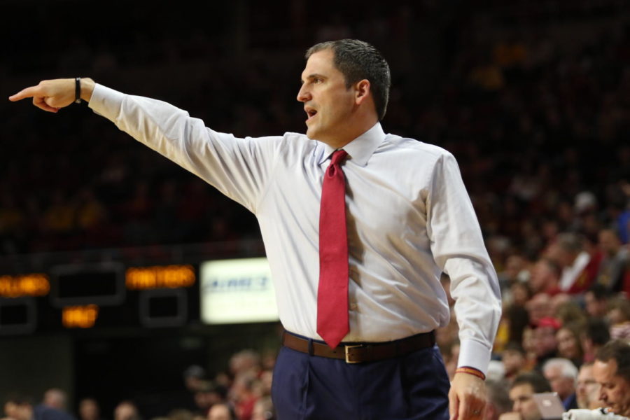 Iowa State Head Coach Steve Prohm directs his players during the Cyclones 101-53 win over Eastern Illinois.