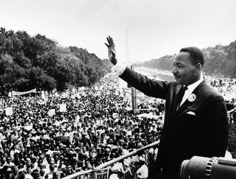 Martin+Luther+King+Jr.+addresses+a+crowd+from+the+steps+of+the+Lincoln+Memorial+where+he+delivered+his+famous+%E2%80%9CI+Have+a+Dream%E2%80%9D+speech+during+the+Aug.+28%2C+1963%2C+march+on+Washington%2C+D.C.