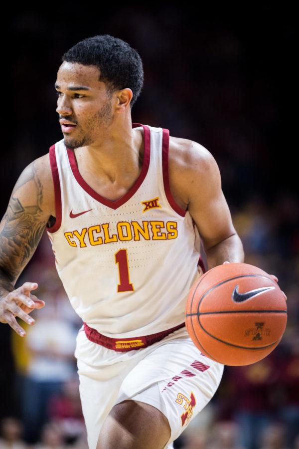 Iowa+State+senior+guard+Nick+Weiler-Babb+takes+the+ball+down+the+court+during+the+first+half+of+the+Iowa+State+vs+TCU+men%E2%80%99s+basketball+game+held+in+Hilton+Coliseum+Feb.+9.+The+Horned+Frogs+defeated+the+Cyclones+92-83+despite+a+surge+from+Iowa+State+in+the+last+quarter.
