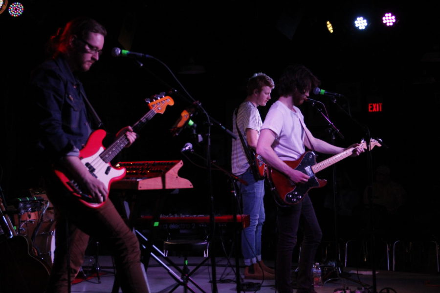 Old Sea Brigade performs at the Maintenance Shop on April 14. They performed songs off of their new album “Ode to a Friend.” Old Sea Brigade is an indie pop band that started in 2015.
