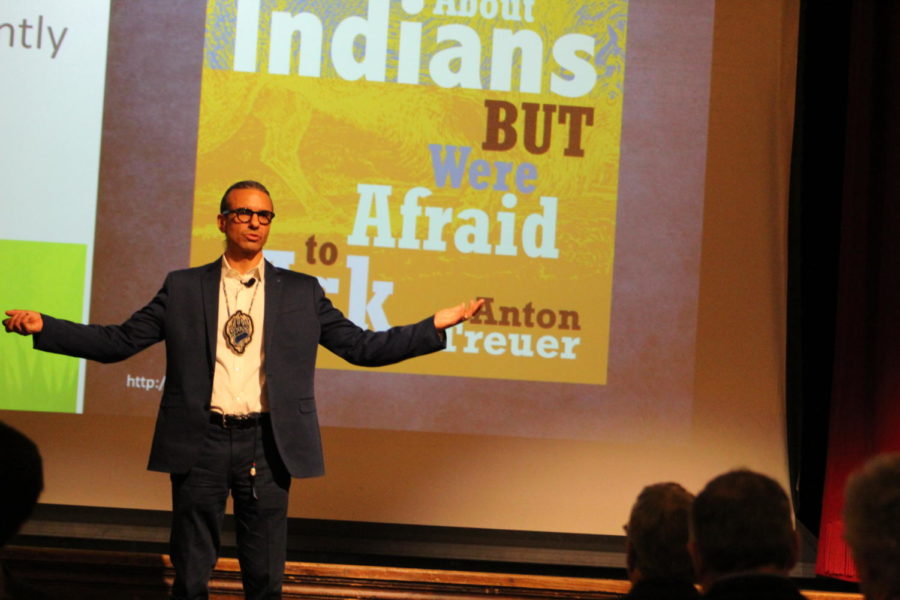 Anton Treuer gives a lecture based in part on one of his 14 books, “Everything You Wanted to Know About Indians But Were Afraid to Ask.”