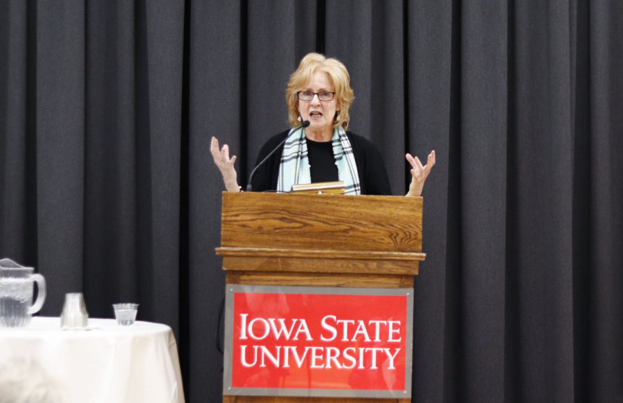 Florence George Graves, award-winning investigative reporter and editor, delivers speech on her experience when reporting the imbalance of power between women and men in Washington on Monday night at Memorial Union. 