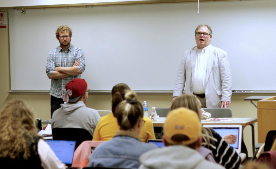 Carroll newspapers co-owner Doug Burns and reporter Jared Strong tells the story of how they defended a libel suit against the news organization and Strong. They spoke at the Greenlee School of Journalism and Mass Communications on Wednesday. The speech is a segment of the 2019 First Amendment Days celebrations. 