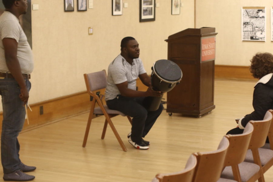 Using a drum and chanting, Haitian songs were performed at Haitian Culture night in the Memorial Union. The event was hosted by ExerCYse is Medicine.