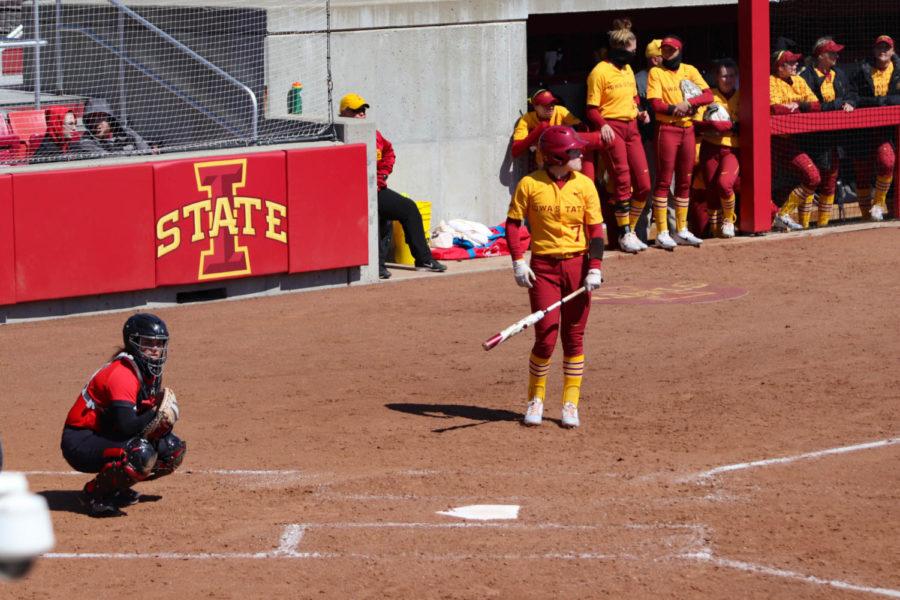 Junior Sami Williams heads up to bat during the third inning of Iowa States loss to Texas Tech. Iowa State lost to Texas Tech 8-4 on March 31, dropping their record to 18-15 overall and 1-5 in Big 12 play. 