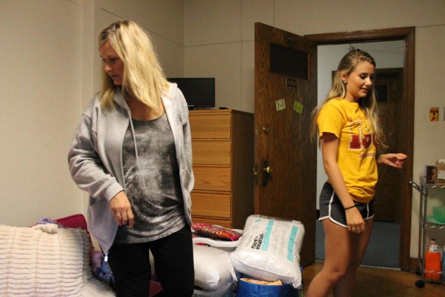 Adrianna Huff, freshman in elementary education, checks out her dorm for the first time on move-in day.