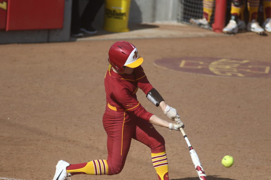 Iowa State junior Sami Williams swings at a pitch against UNI on Tuesday, April 16. The Cyclones won, 2-0.