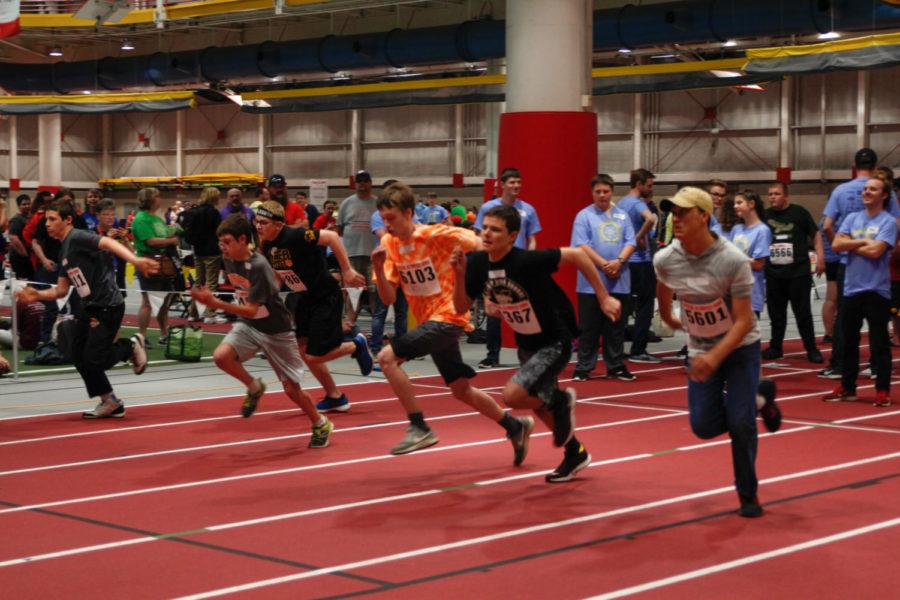 Special Olympics athletes take off during the 50m dash event at Lied Recreation Center on May 24. 