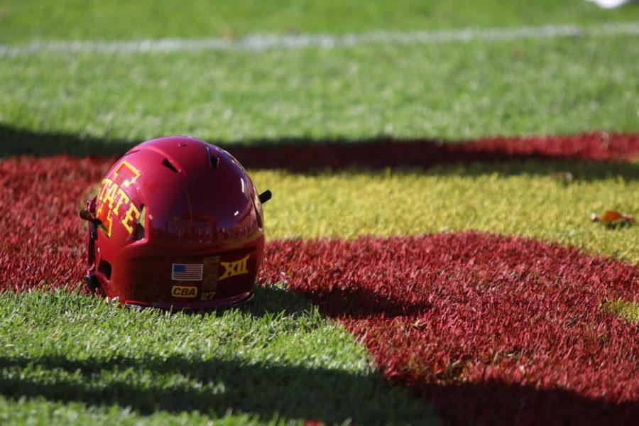 The Iowa State football team put a sticker with the initials “CBA” on their helmets to honor the Celia Barquin Arozamena. A video tribute was shown honoring Barquin Arozamena. Members of the audience participated in a moment of silence to remember the Cyclone gold athlete at Jack Trice Stadium. The crowd was filled with yellow as that was Barquin Arozamena’s favorite color.