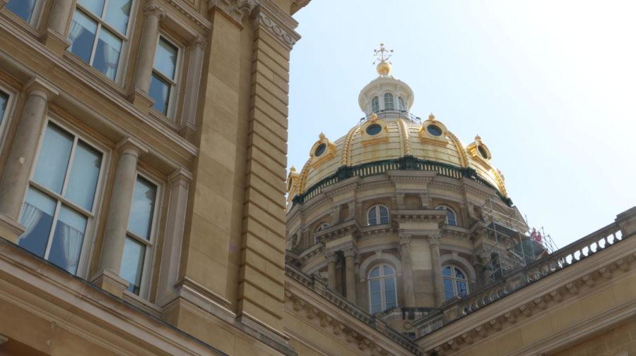 The State Capitol Buildings golden dome makes it easy to spot when nearing Iowas largest city. 
