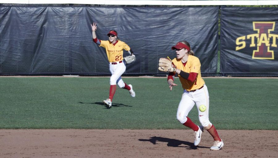 Iowa State players celebrates after an uncaught third strike an Iowa State vs Kansas game that took place on May 3, 2019. The Cyclones defeated the Jayhawks 3-2.