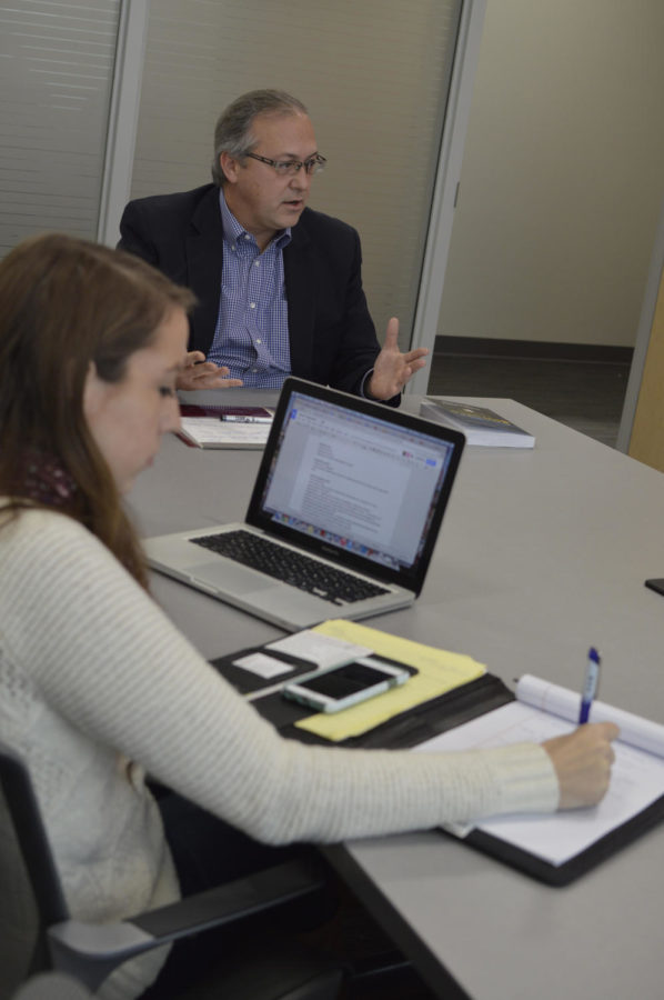 Congressman David Young visits the Iowa State Daily newsroom on Jan. 22 to speak with the politics editor and editorial board.