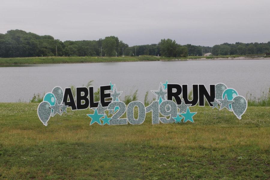 The sign welcoming everyone to the Iowa Able Run at Ada Hayden Park on June 22. The event included a 2.5k, 5k, and 10k event. 