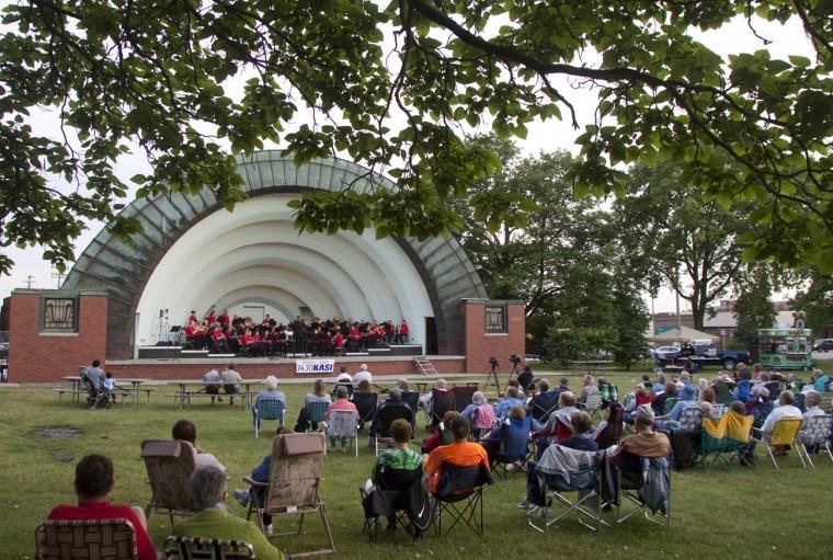 The Municipal Band plays before a crowd at a 2010 concert at Bandshell Park.