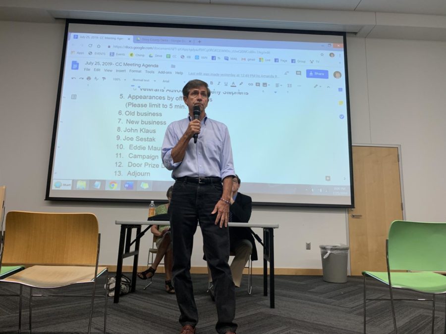 Presidential candidate and former Rep. Joe Sestak, D-Pa., talked about his time in the navy to Story County Democrats at the Ames Public Library Thursday