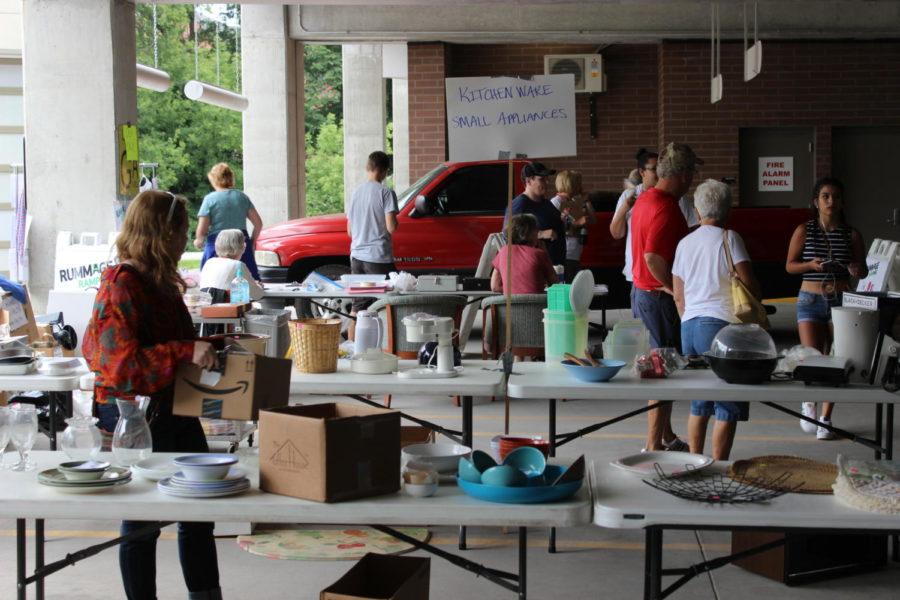 Buyers look around for smaller household items such as kitchen utensils on July 30, 2016. Rummage RAMPage accepts donations of furniture and other usable items.
