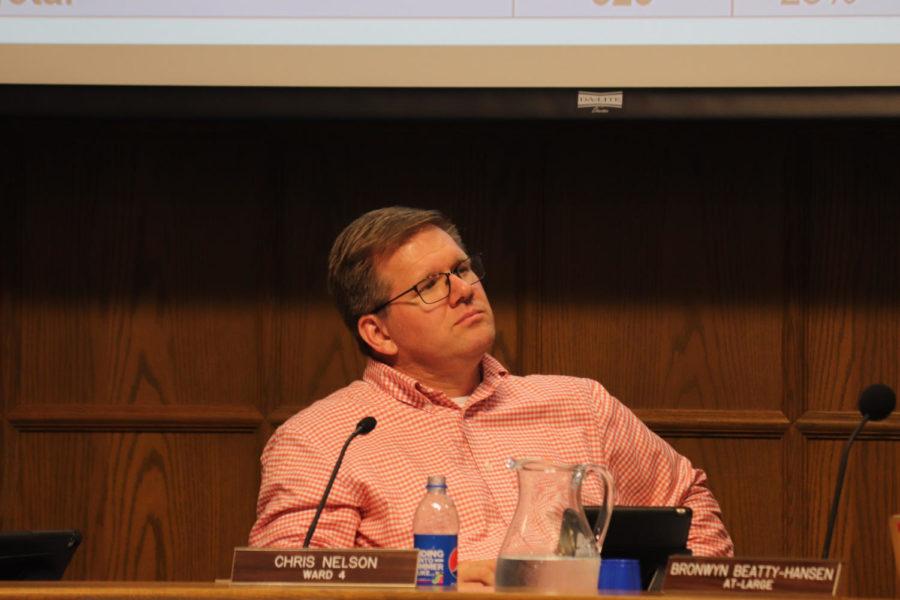 Fourth Ward Representative Chris Nelson at an Ames City Council meeting on June 18.