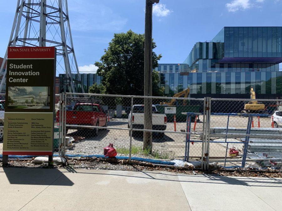 Construction ongoing at the site of the Student Innovation Center (SIC) Monday. The SIC is set to open January 2020.