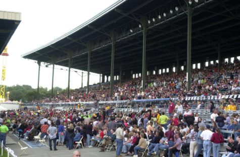 Crowds in the Grandstand prepare for a concert with Michael W. Smith and MercyMe at the 2004 Sesquicentennial Iowa State Fair on Thursday, Aug. 12, 2004 in Des Moines, Iowa. 