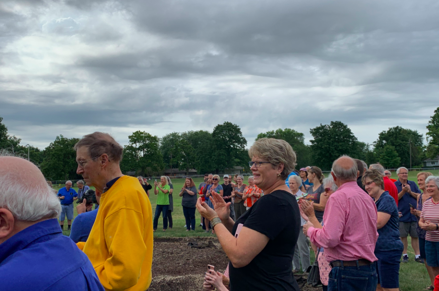 The Ames Miracle Playground and Field had its groundbreaking ceremony Aug. 10, hosted by the Ames Foundation and open to the public. Hundreds of community members gather to watch the groundbreaking event. 