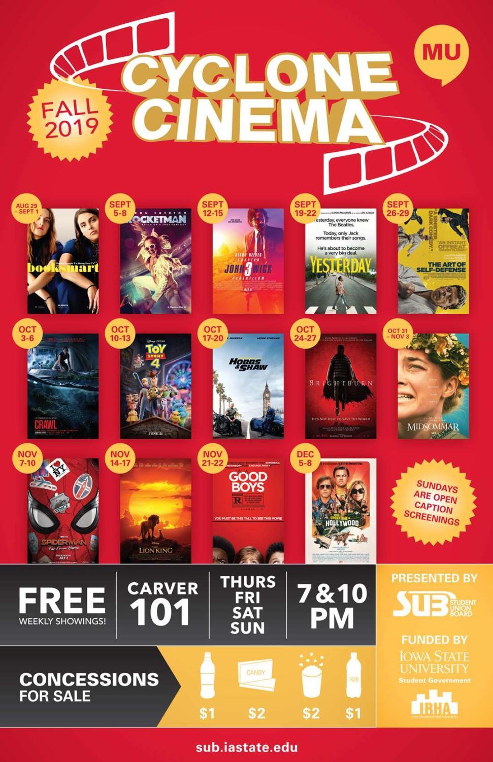 Cyclone Cinema reveals fall semester free movie schedule Iowa State Daily