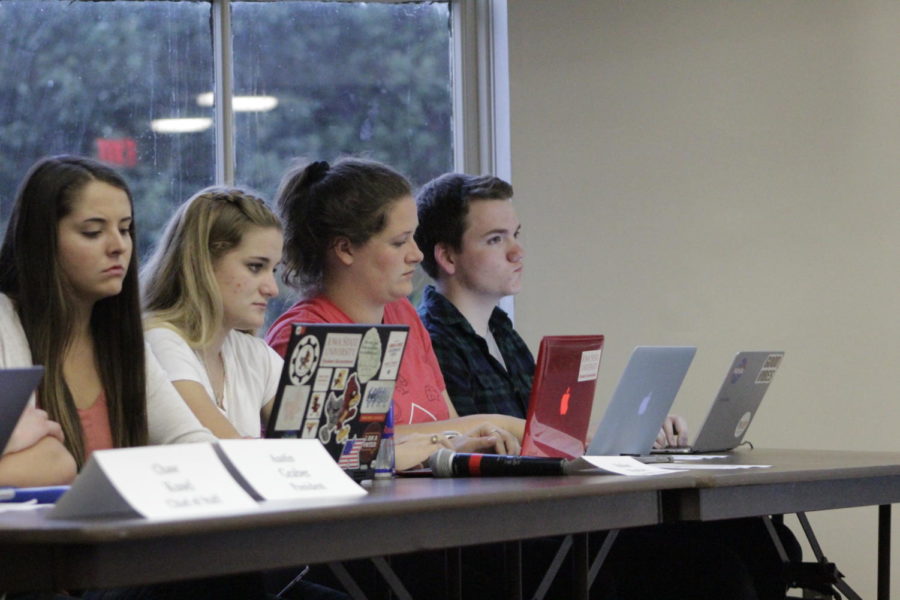 Members of the Student Government Cabinet listen to open forum speakers during a their meeting Sept. 11.