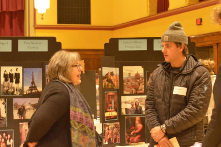 Lucas Palm, then-junior in event management, learns about the different study abroad opportunities available through Iowa State at the Study Abroad Fair on Jan. 24 in the Great Hall of the Memorial Union. Iowa State offers over 700 different and unique study abroad opportunities during all times of the year. 